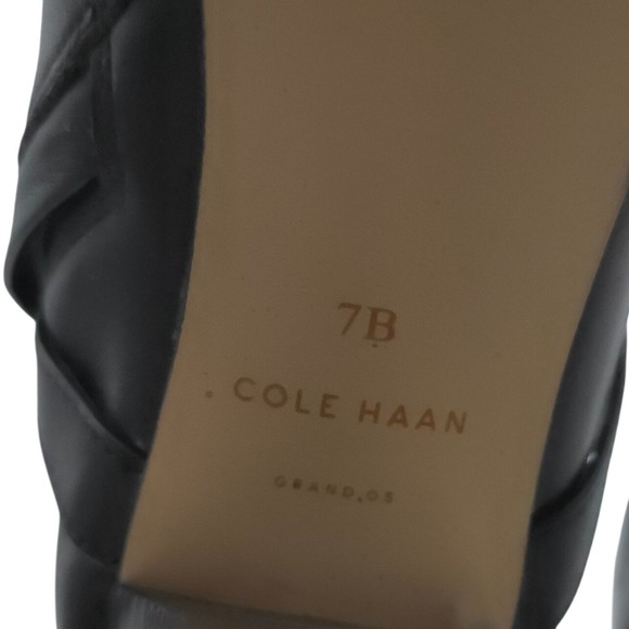 Cole Haan Black Leather Knee High Heeled‎ Boots Platform Size 7B - Picture 5 of 9